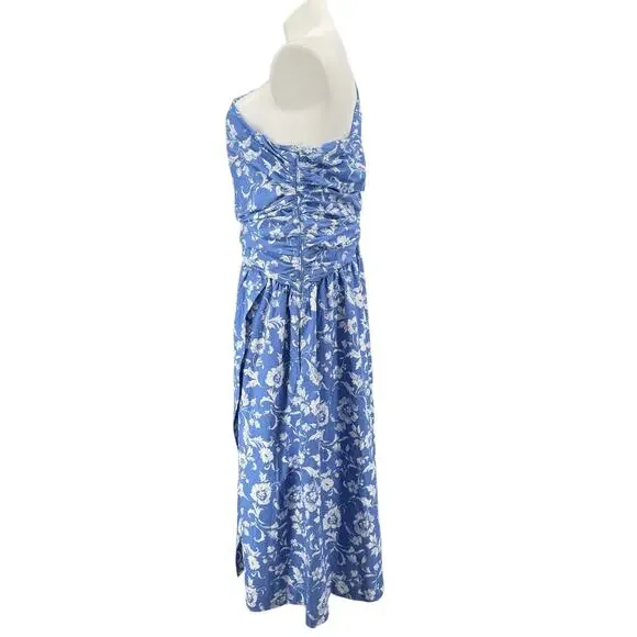 Abercrombie & Fitch Floral Blue White Cut Out One Shoulder Maxi Dress XXLP NEW - Picture 3 of 10